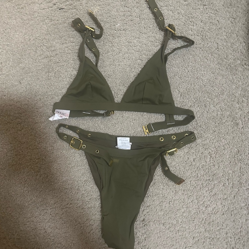 House  of cb swimsuit green and gold size sml top medium bottom new never worn